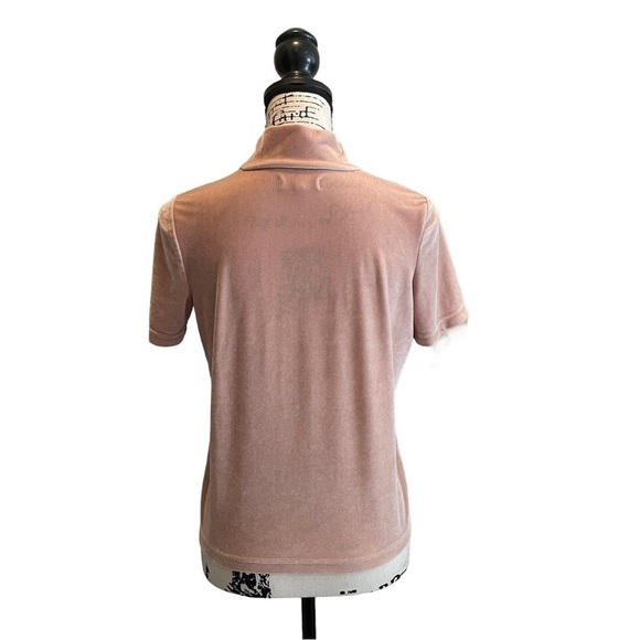 Madewell Velvet Mock neck tee Top Pink Size XSmall Blush Peach Party Workwear - Picture 4 of 9